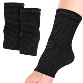 FYY Ankle Brace for Women & Men, 2 Pack Ankle Compression Sleeve for Injury Recovery & Joint Pain, Achilles Tendon Support, Reduce Swelling, Plantar Fasciitis Foot Socks with Arch Support (Medium, Black)