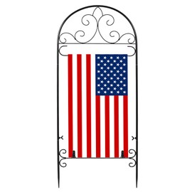 Hlimior Metal Garden Flag Holder Stand, Fits Max 14 x 25 Inch, Black, Rectangular, Rustic, 16" x 39.4"