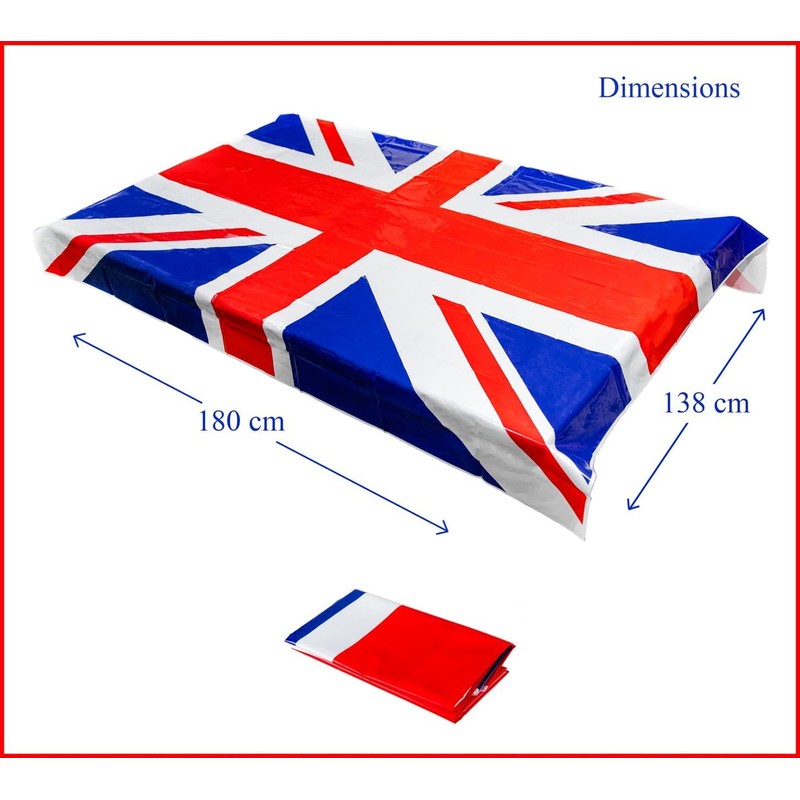 SHATCHI 137cm x 180cm Union Jack Plastic Deluxe Tablecover Street