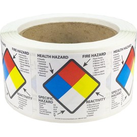 Specific Health Fire Reactivity Hazard Labels | 51 mm 2 x 2" Inch Square | 500 Pack