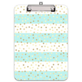 Hongri Plastic Cute Clipboard, Letter Size for Students, Teacher, Woman and Kids, Low Profile Clip, Decorative Pattern, Size 9 x 12.5 in, Striped Spots