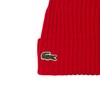 Lacoste Unisex Ribbed Wool Beanie, Rouge, One Size