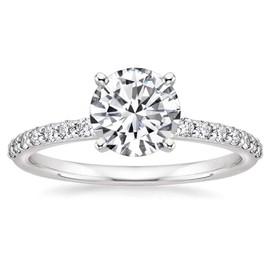 Zakk Engagement Ring Women's Rings Silver Solitaire Ring Copper Ring Round Cubic Zirconia 1.25 Carat Promise Proposal Ring Wedding Rings, Copper