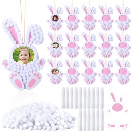 VioraWhite 24 Set Easter Crafts Bunny Pom Pom Crafts Bunny Picture Frames Crafts Spring Crafts Easter Activity Easter Gifts Spring Activities