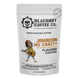Blackout Coffee Jamaican Me Crazy Flavored Ground Coffee, Medium Roast, Fresh Roasted In the USA - Ground Coffee, 12 oz Pouch