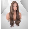 VEBONNY Dark Brown with Blonde Highlights Lace Front Wigs, Synthetic