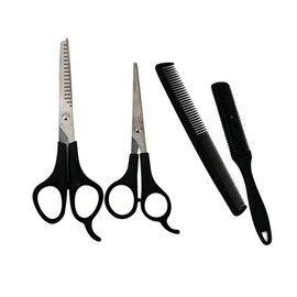 4-piece set of cutting scissors hair scissors cut front hair kit beauty scissors beauty supplies hair cut cut self cut self cut comb scissors self bangs cut wig self hair / 커트가위4종세트 헤어가위 커트 앞헤어키트 미용가위 미용용품 머리커트 컷트 셀프커트 셀프컷 빗 가위 셀프 앞머리커트 가발 셀프헤어