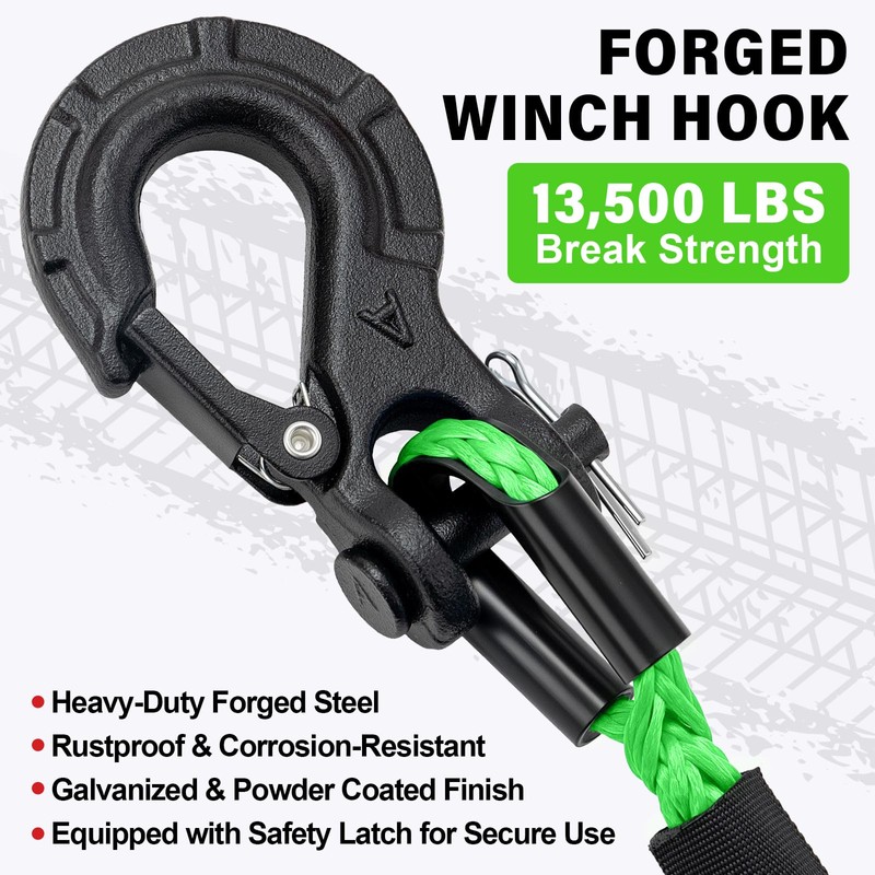 HOKINETY Synthetic Winch Rope Kit - 1/4" x 50' 10000