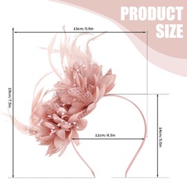 DtgEcd Pink Fascinators for Women, Elegant Feather Headpiece for Weddings and Formal Events, Soft Baby Pink Fascinator with Secure Fit, Vintage-Inspired Hair Accessory hat