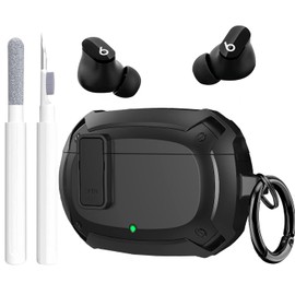 Beats Studio Buds/Studio Buds+ Case Cover 2021/2023 Men Lock Clip with Cleaning Kit, GARTOO Protective Case with Cleaning Tool Compatible with Beat Studio Bud Plus for Women Girls Kids Black