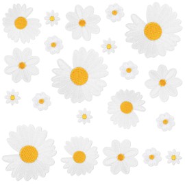 Ezydka Daisy Flower Iron On Patches 30 Pcs Applique Patches for Clothing, Embroidery Patches Flower Embroidered Patches for DIY Crafts T-Shirt Pants Bags Hat Jeans