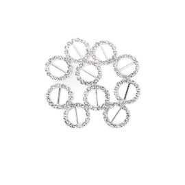 20 Pieces Rhinestone Buckle Slider DIY Wedding Craft Charm(Approx 16 MM) (Round)