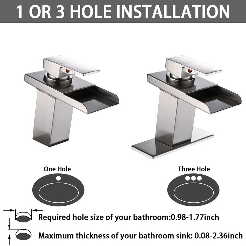 AVSIILE LED Bathroom Sink Faucet, Chrome Waterfall Single Hole Handle