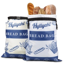 Reusable Bread Bags for Homemade Bread Sourdough, 2-Pack XL Sourdough Bread Bags for Gifting with Lining, HYLIYAKI Freezer Safe Bread Storage Containers, Bread Storage for Homemade Bread