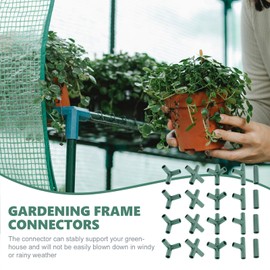 Yardwe 20Pcs Plastic Greenhouse Frame Building Connector, 5 Types Support Gardening Frame Joints Pole Connector for Grape Trellis Shed Plant Stakes Flower Greenhouse Frames, 16mm
