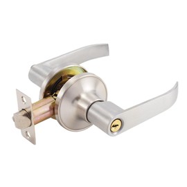 Stainless Steel Door Lever Lock with 3 Keys, Door Lever Handle Lock Door Knob Hardware Latch for Home Bedroom Kitchen Office Door (Silver)