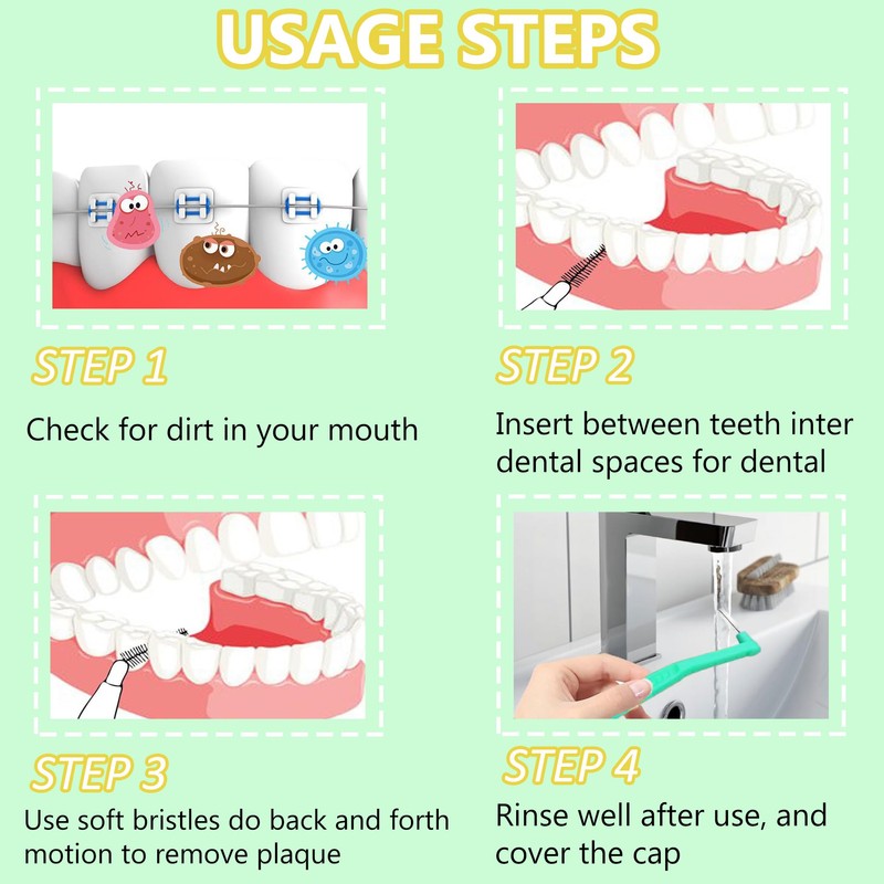 10 Pcs Angle Interdental Brushes, Angled Dental Brush for Teeth
