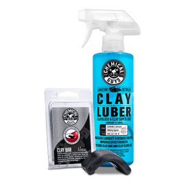 Chemical Guys Clay Bar Kit, Heavy Duty Clay Bar and Luber Synthetic Lubricant, 2-Piece Car Detailing Kit for Paint, Glass, and Clear Coat Surfaces - Black