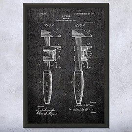 Framed Pipe Wrench Print, Plumbing Art, Pipe Fitter, Plumber Gift, Handyman Gift, Shop Class Art, Wrench Blueprint Dark Concrete (16x20)