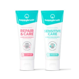 happybrush® Professional Toothpaste Repair & Care and SensitiveCare with Herbal Flavour - for Sensitive / Pain Sensitive Teeth - Double Pack (2 x 75 ml)