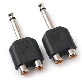 NANYI 1/4Inch 6.35mm Male to 2 RCA Female Audio Adapter, 2Pack