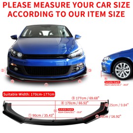 3PCS For Ford Fusion Mondeo 2013-2016 Front Bumper Lip Splitter Body Kit Spoiler