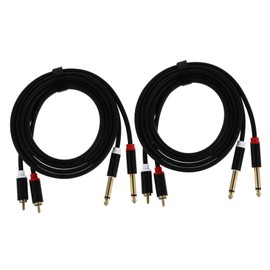 Gatuida Black Audio Cables 2PCS RCA to 6.35mm Audio Cables Shielded for Minimal Interference for Sound Equipment