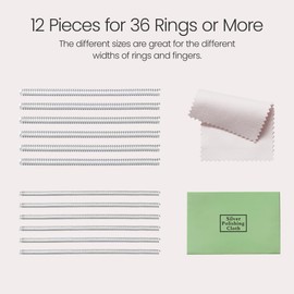 Meowoo Ring Sizers for Loose Rings, 12 pcs Coil Ring Size Adjuster, 2 Sizes for 2-5mm Band Widths, Ring Guards for Loose Rings with Polishing Cloth