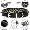 Serijoars Spiked Dog Collar Soft Pu Leather Mushrooms Rivet Spike