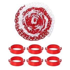 32 ft Plastic Traffic Chain Barrier Links - with 6pcs Traffic Cones Connector Kits for Traffic Cones