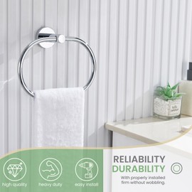 Hand Towel Holder Chrome, Suyar Stainless Steel Towel Ring for Wall, Bathroom Towel Hanger Wall Mounted