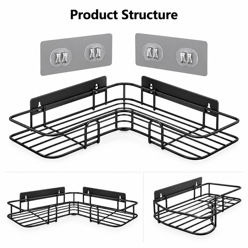 Wall Mounted Corner Shower Shelf for Bathroom Storage – Single-Tier