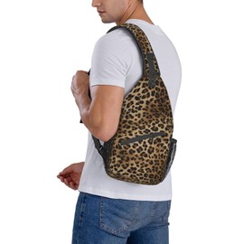 NISENASU Leopard Print Sling Bag Crossbody Backpack,Seamless Brown Animal Skin Pattern of Wild Safari Animal Strong Panthera Chest Bag Adjustable Shoulder Backpack Travel Hiking Daypack