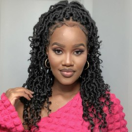 Toyotress Tiana Passion Locs Crochet Hair - 10 Inch 8 Packs Natural Black Faux Locs Crochet Hair Curly Ends, Long Curly Locs Braids Pre-Looped Synthetic Braiding Hair (10 Inch, 8P-1B)