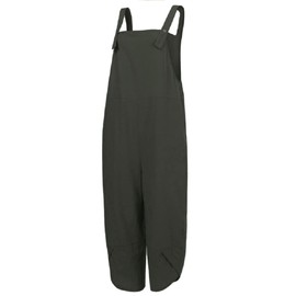 BRONG Womens Overalls Casual Loose Dungarees Soft Cotton Linen Womens Jumpsuit Baggy Playsuit Adjustable Straps with Pockets