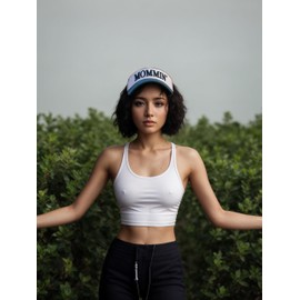 Funny Mommin Empty Top Hat for Women Mama Too Busy to Care Truck Hat Embroidered Mom Sport Sun Visor Hats Cotton Baseball Cap Navy Blue