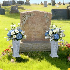 Cemetery Vase for Grave, Resin Grave Flower Holder with Metal Spike for Headstone, Cemetery, Grave, Yard, Garden Decorations