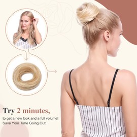 Elailite Hair Buns Scrunchy Updo Hair Piece Hair Extensions Donut Hair Chignons - 100% Real Remy Human VOLUMINOUS Straight Hair - #1B Natural Black