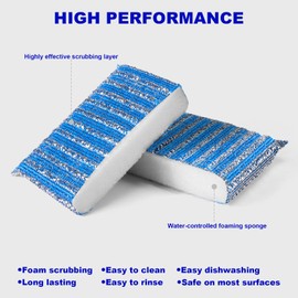 ovwo 8Pads Sponges Kitchen - Premium Dish Sponge, Dish Cloths for Washing Dishes, Dish Scrubber, Dish Brush, Essential Cleaning Supplies in Kitchen Utensils, Ideal for Dishes, Pots, Pans, Sink