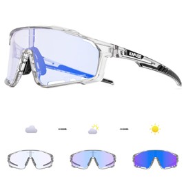 KAPVOE Photochromic Cycling Glasses for Men Women Sports Sunglasses Frame Discoloration HD Bike Glasses K76