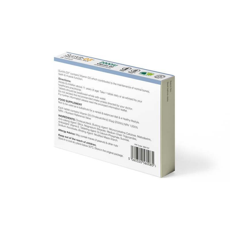 SunVit-D3 Vitamin D 2000iu - High Strength Vitamin D Tablets