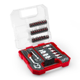 Original Einhell L-CASE 37-Piece Bit and Ratchet Set (25 mm Bits, Ratchet, Quick Change Bit Holder, Socket Wrench, Adapter, Socket Extension with Storage Box)