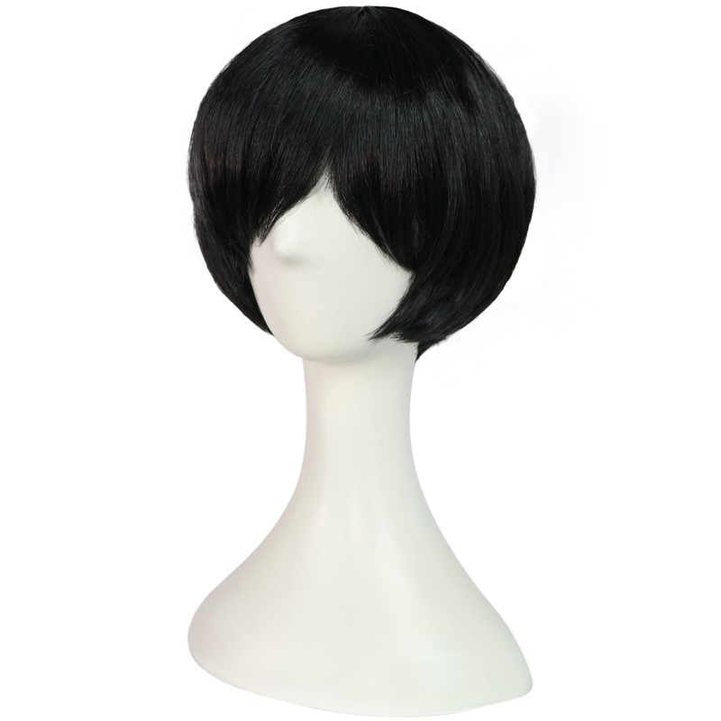 clarahead Emo Wig Men Short Black Wig Emo Costume Set