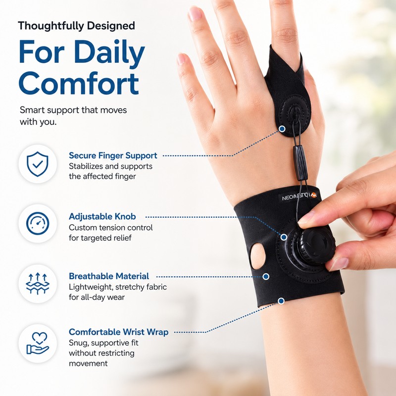 Adjustable Finger Splint for Daily Support – Knob-Fit Trigger Finger