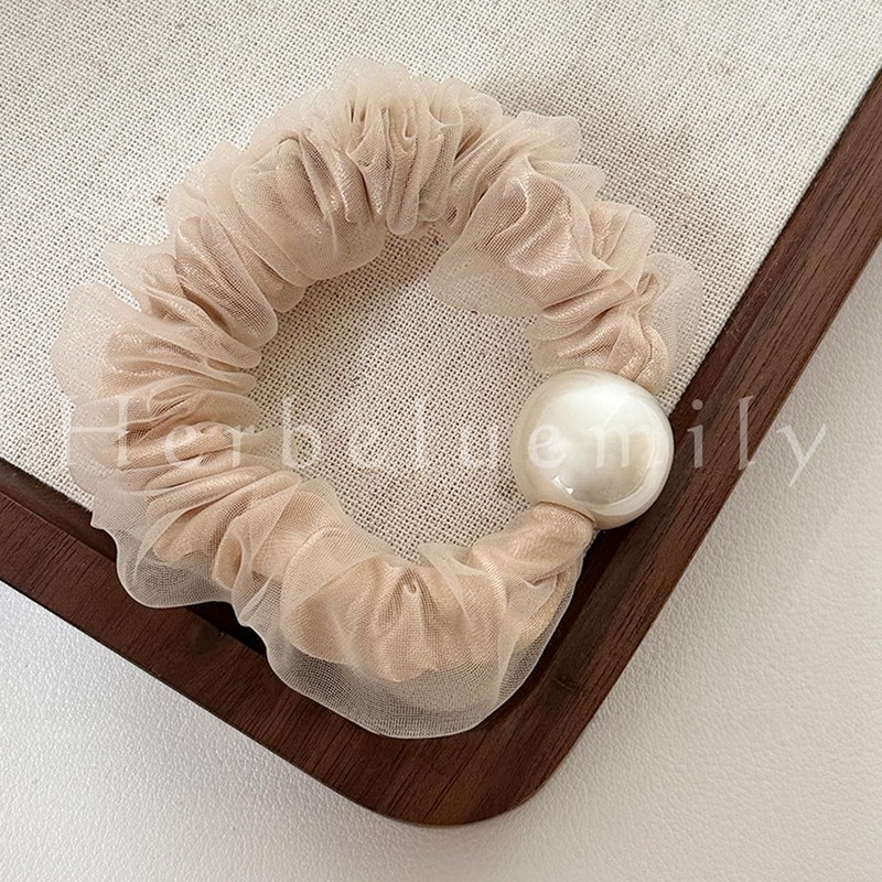 Herbeluemily Scrunchie Hair Elastic Hair Accessories, Simple, Cute, Pearl, Set