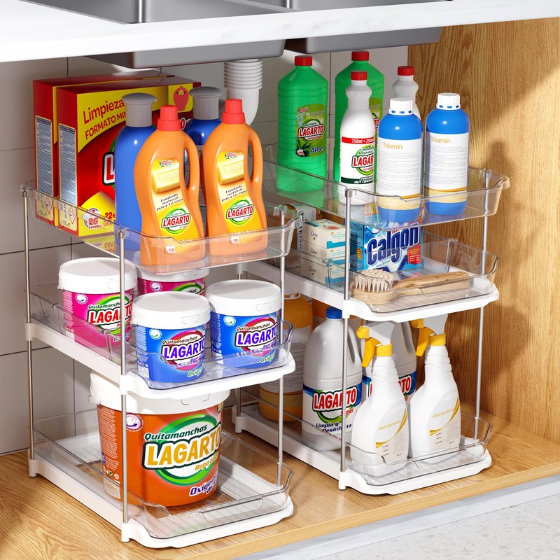 Delamu 2 Sets of 3-Tier Bathroom Under Sink Organizers and