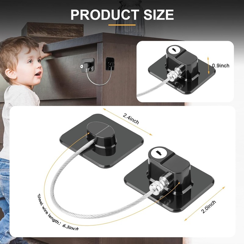 TIJTJHC Refrigerator Lock 2 Pack with Keys, No Drill Fridge