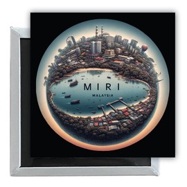 Miri Malaysia Souvenir Destination 2.5 x 2.5-Inch Fridge Magnet 4-Pack