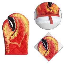 1 Pair Lobster Claw Oven Mitts Heat Resistant Oven Gloves Cute Crab Claw Kitchen Gloves Microwave Mittens High Temp Cotton Lined Baking Grilling Cooking Gloves for Pizza Toaster BBQ