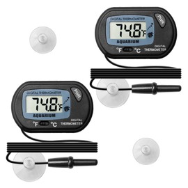 2PCS Fish Tank Thermometer Digital Aquarium Thermometer for Monitoring The Fish Tank Aquarium Water Temperature Incubator Reptile Habitat Temperature with Probe and Suction Cup Display ±1°C